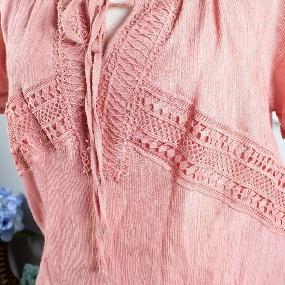 E&M Boho Lace Top, Large - Dusty Rose! - Picture 3 of 6
